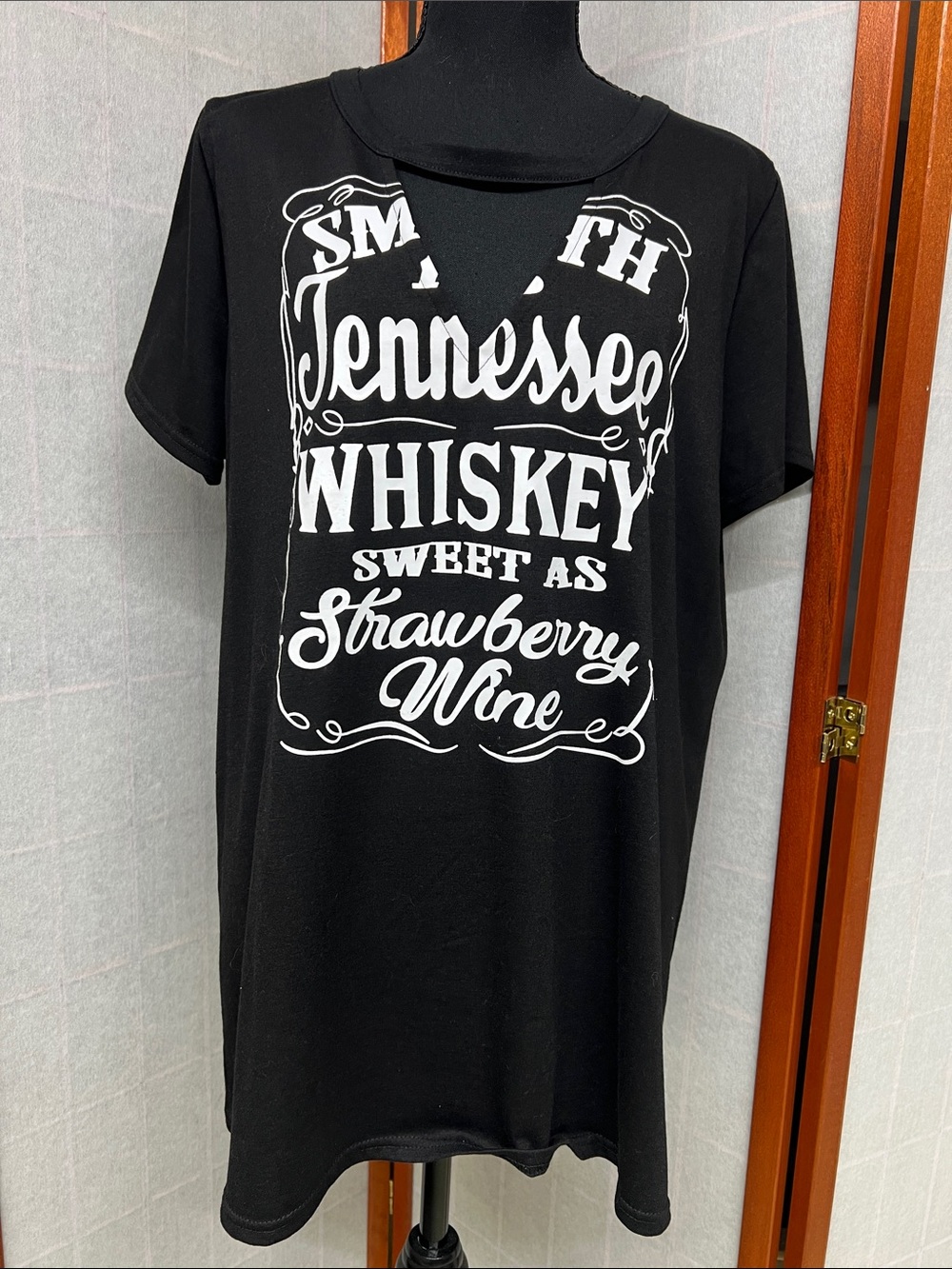 Black Graphic Tee with White 'Tennessee Whiskey' Print